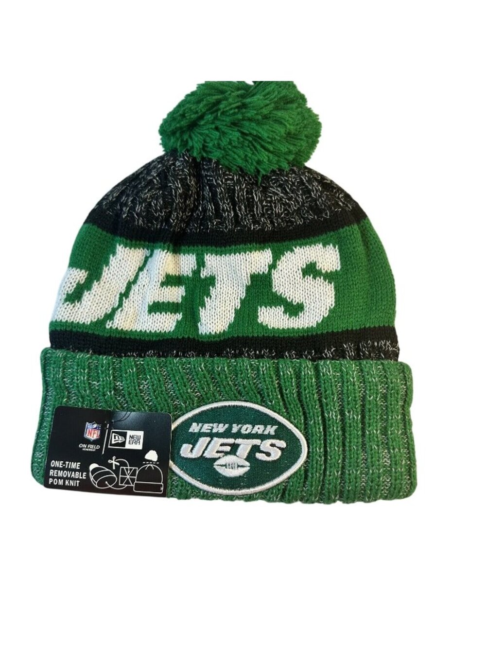 New York Jets New Era On Field Removeable Pom Beanie Football Athleisure